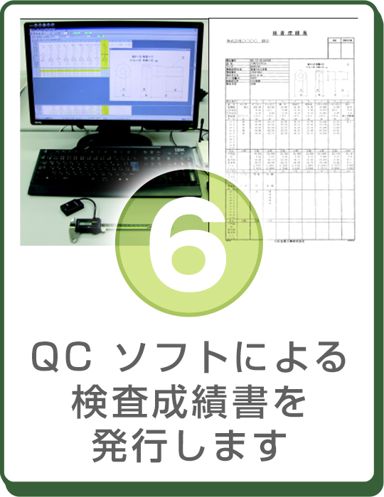 QCソフトによる検査成績書を発行します